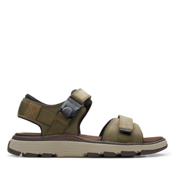 Clarks Mens Un Trek Part Sandals Dark Olive | USA-4608123